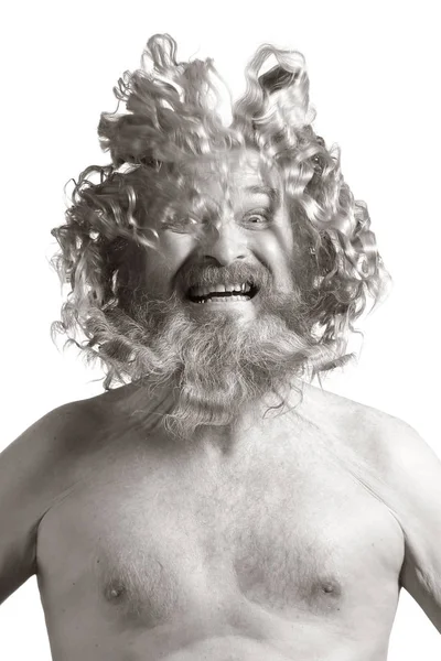 Nahaufnahme Porträt Eines Erwachsenen Rothaarigen Mannes Mit Langen Welligen Haaren — Stockfoto
