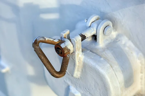 Macro Bolts Door Window White Color Ship — Stock Photo, Image