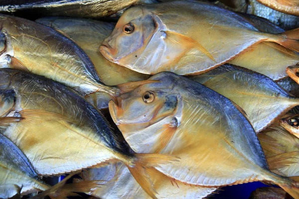 Primer Plano Diferentes Pescados Secos Mercado — Foto de Stock