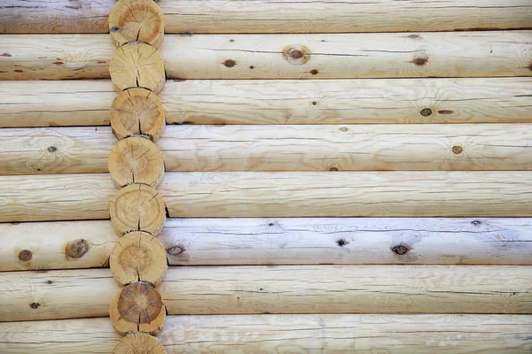 Close Textura Fundo Uma Nova Casa Log — Fotografia de Stock