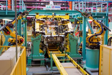 Yelabuga, Rusya - 12 Mayıs 2014: montaj hattı araçları Ford Sollers özel ekonomik bölgeye fabrika kurdu 