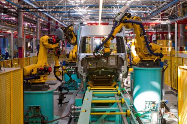 Yelabuga, Rusya - 12 Mayıs 2014: montaj hattı araçları Ford Sollers özel ekonomik bölgeye fabrika kurdu 