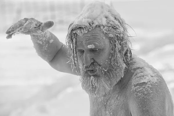 Barbudo Después Bañarse Nieve — Foto de Stock