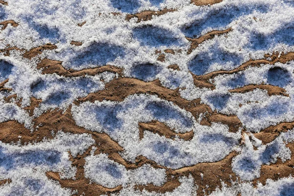 Geïsoleerde Close Textuur Van Het Zand Vorst Oever Van Rivier — Stockfoto