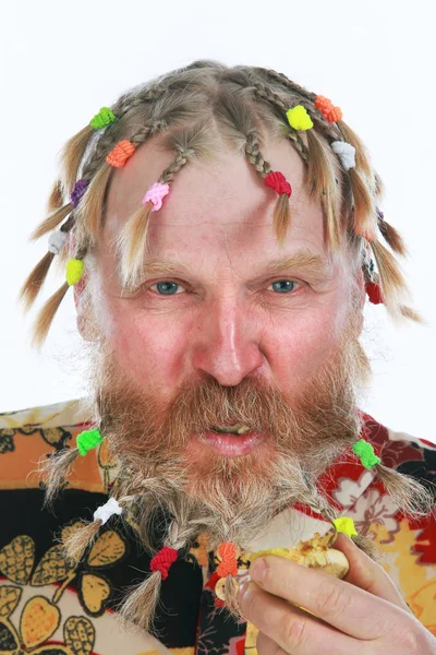 Retrato Primer Plano Hombre Adulto Con Barba Bigote Una Variedad —  Fotos de Stock