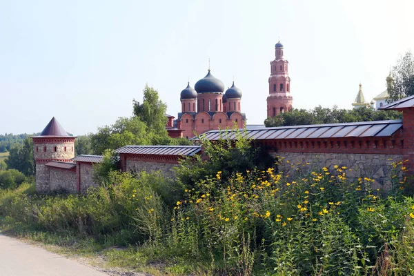 Letní Krajina Mnich Blízkosti Lesa Jasného Bezmračného Dne — Stock fotografie