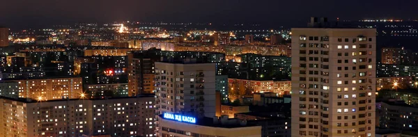Naberezhnye Chelny Russia Жовтня 2014 Cityscape View Roof Skyscraper Night — стокове фото