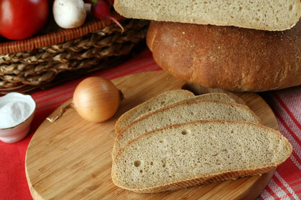 Крупним Планом Овочі Хліб Кошику — стокове фото