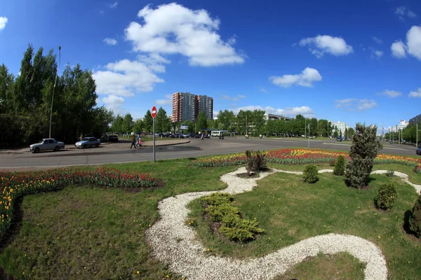 Hermoso Macizo Flores Ciudad Primavera — Foto de Stock