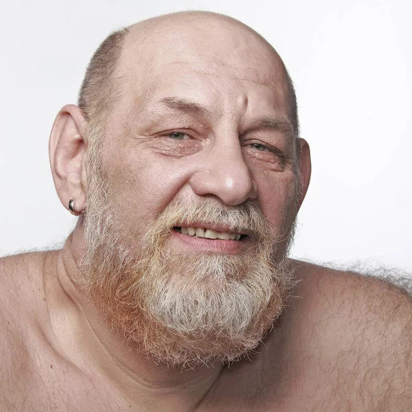 Nahaufnahme Porträt Eines Erwachsenen Männlichen Bart Und Schnurrbart Auf Weißem — Stockfoto