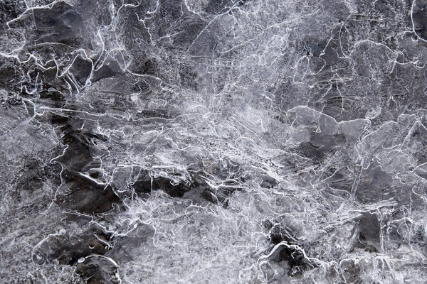 macro texture fancy ice on the river in winter