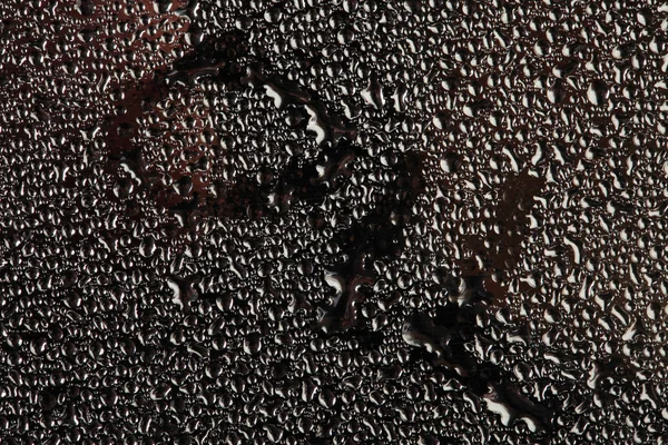 Close Textura Gotas Água Vidro Sobre Fundo Cinza — Fotografia de Stock