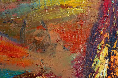 makro ressamın paleti, dokusu farklı renklerde ve doygunluk stüdyosunda karışık yağlı boya.