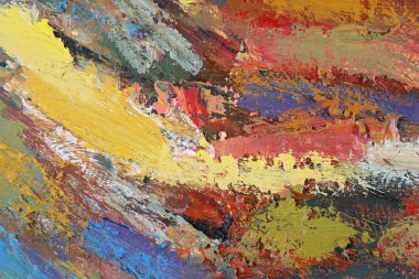 makro ressamın paleti, dokusu farklı renklerde ve doygunluk stüdyosunda karışık yağlı boya.