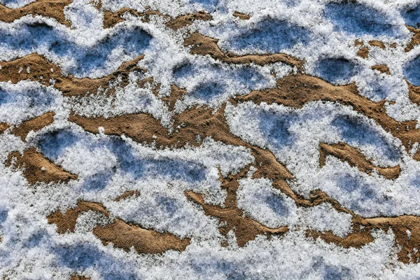 Geïsoleerde Close Textuur Van Het Zand Vorst Oever Van Rivier — Stockfoto