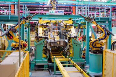 Yelabuga, Rusya - 12 Mayıs 2014: montaj hattı araçları Ford Sollers özel ekonomik bölgeye fabrika kurdu 