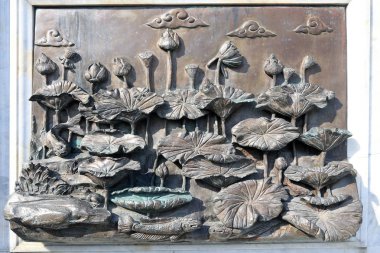 yakın çekim sanat sıva bir Budist tapınağı duvar parçası