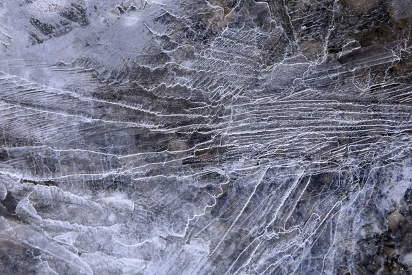 Makro Tekstury Fantazyjne Lód Rzece Zimie — Zdjęcie stockowe