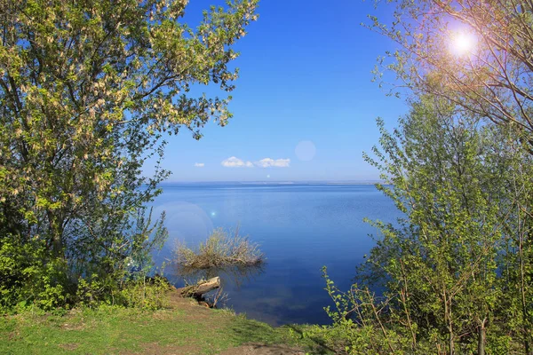 Spring Landscape Wide Calm River Early Morning — Stock Photo, Image