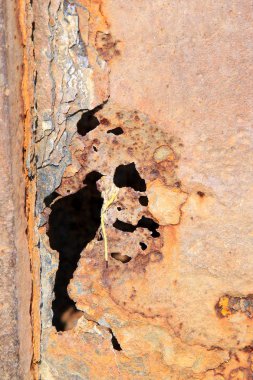 Doğal ışıkta paslı metalin makro dokusu