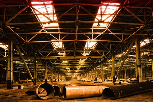 Interno Industriale Edificio Abbandonato Lavori Riparazione Nella Fase Iniziale — Foto Stock