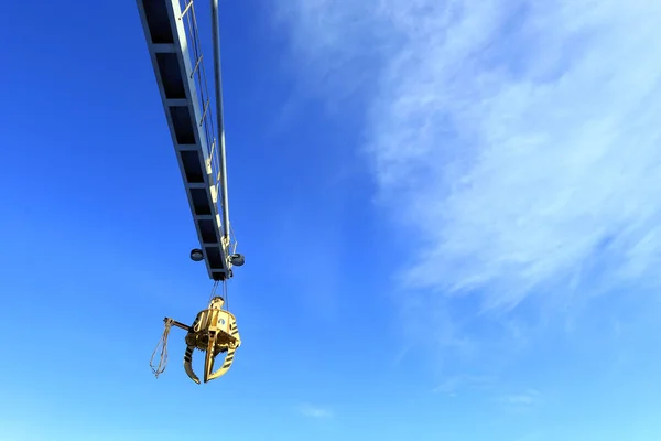 Industrielle Landschaft Großaufnahme Portalkran Isoliert Auf Blauem Himmel Hintergrund — Stockfoto