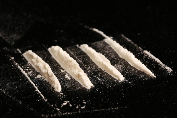 close-up drugs on black background studio