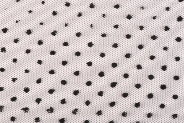 Makro Tekstura Guipure Czarnymi Kropkami Białym Tle — Zdjęcie stockowe