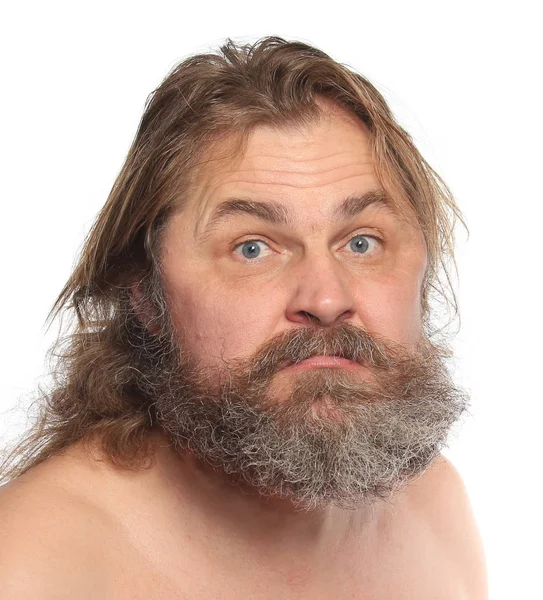 Retrato Cerca Hombre Carismático Con Barba Bigote Estudio — Foto de Stock