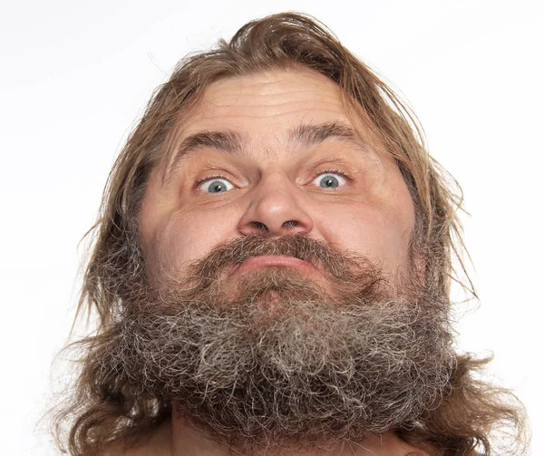 Retrato Cerca Hombre Carismático Con Barba Bigote Estudio — Foto de Stock