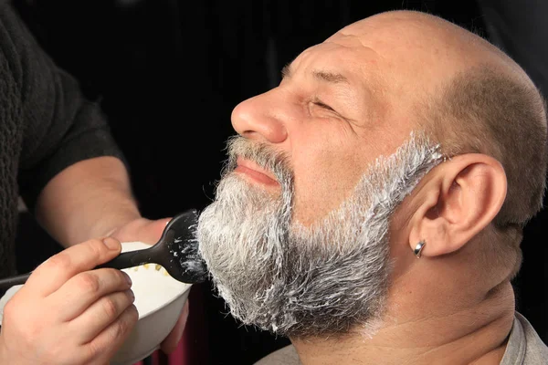 Retrato Cerca Una Barba Color Masculino Adulto Bigote Estudio Fondo —  Fotos de Stock