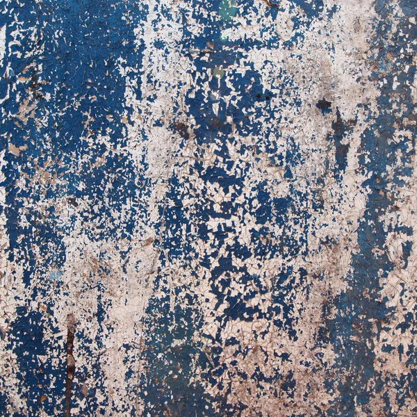 Macro Geïsoleerd Fragment Van Oude Vervallen Muur Wit Blauw Geschilderd — Stockfoto