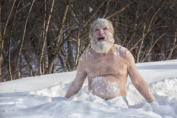 Barbudo, después de bañarse en la nieve — Foto de Stock