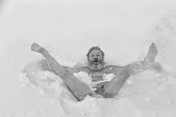 Barbudo, después de bañarse en la nieve — Foto de Stock