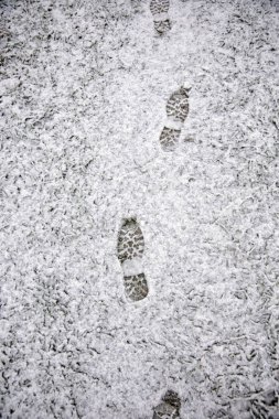 Footprints in the fresh snow clipart