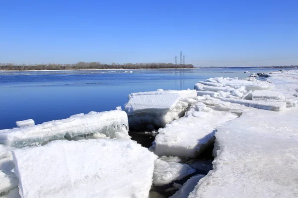 Floating of ice on the river — Stock Photo, Image
