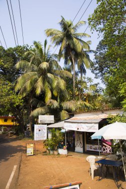 Kuzey Goa, Mandrem/Hindistan-Aralık 2018: renkli sokaklar 