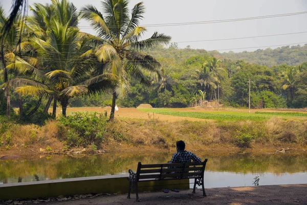 Norra Goa, Mandrem/Indien-december 2018: färgglada gator i — Stockfoto