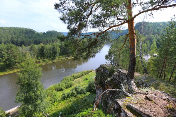 Rotsen en dennen van de Oeral — Stockfoto