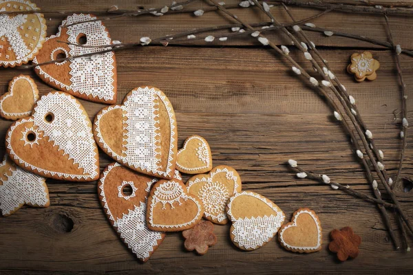 Pão de gengibre em forma de coração — Fotografia de Stock