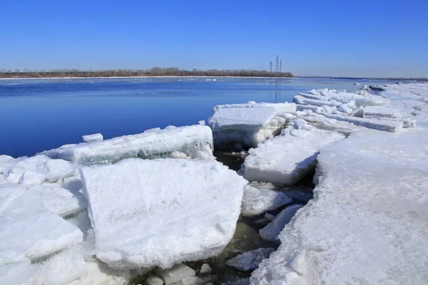 Floating of ice on the river — Stock Photo, Image