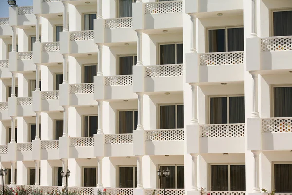 Isolated Part Facade Building White Balconies Windows Egypt — Stock Photo, Image