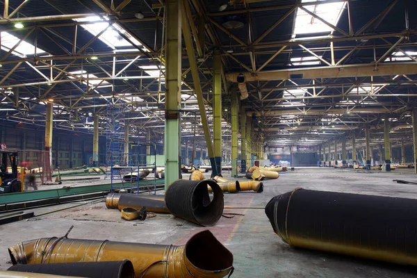 Interno Industriale Edificio Abbandonato Lavori Riparazione Nella Fase Iniziale — Foto Stock