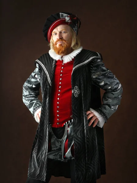 Potret Seorang Pria Dari Abad Pertengahan Dengan Jenggot Dan Kumis — Stok Foto