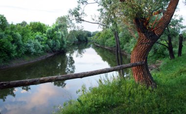 Nehirde güzel gün batımı suya yansıyor.