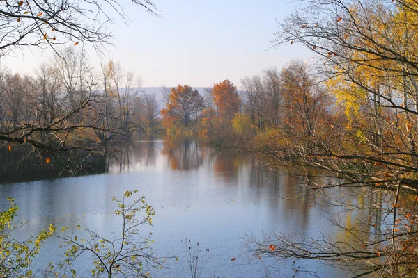 Autumn Landscape River Trees Sunny Day — Stock Photo, Image