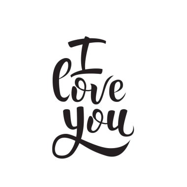 Seni seviyorum. Sevgililer günü için ilham verici el yazı motivasyon posteri. Kullanım için iç baskı, tekstil baskı, tişört baskı, kartları, sabit