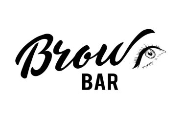 vektör yazı logo ile kadın gözleri kroki için Kaş çubuğu metin. Resimde güzellik salonu camına. Kaş tipografi afiş bar. EPS 10. Kaş yazı bar. Güzellik Bloglar için ifade