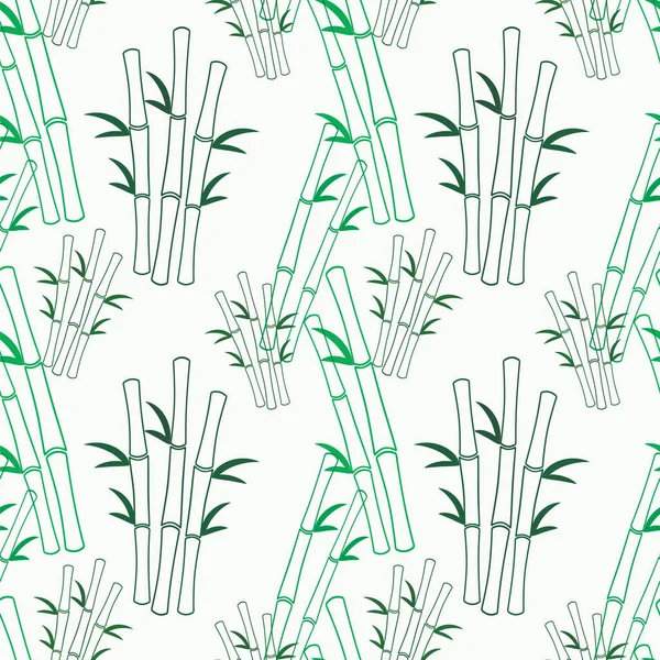 Textura Sin Costura Vectorial Con Ramas Bambú Verde Hojas Sobre — Vector de stock