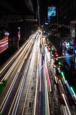 Bangkok, Tayland, Sep 15, 2019 - Bangkok gece trafiği